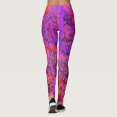 Trippy Magenta en Oranje impressionistische tuin Leggings (Achterkant)