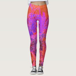 Trippy Magenta en Oranje impressionistische tuin Leggings