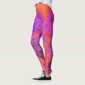 Trippy Magenta en Oranje impressionistische tuin Leggings (Links)