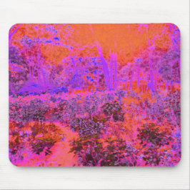 Trippy Magenta en Oranje impressionistische tuin Muismat