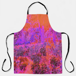 Trippy Magenta en Oranje impressionistische tuin Schort