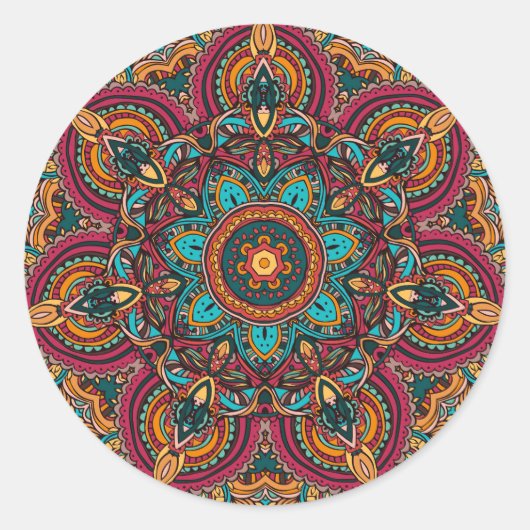 Trippy Mandala 2,25-inch Basic Button Sleutelhange Ronde Sticker (Voorkant)