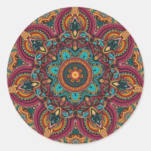 Trippy Mandala 2,25-inch Basic Button Sleutelhange Ronde Sticker