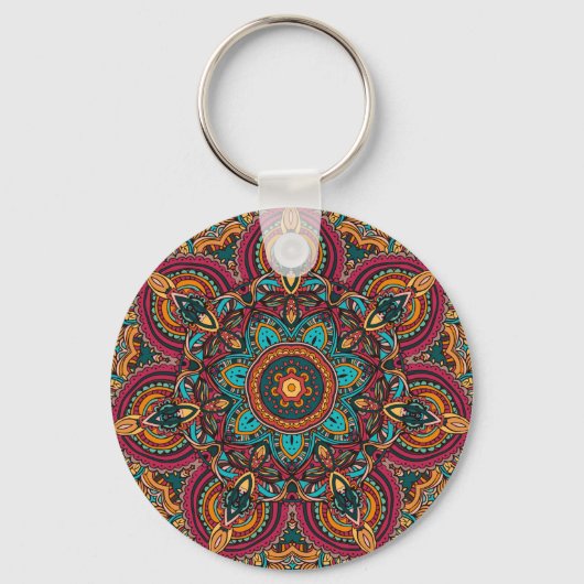 Trippy Mandala 2,25-inch Basic Button Sleutelhange Sleutelhanger (Voorkant)