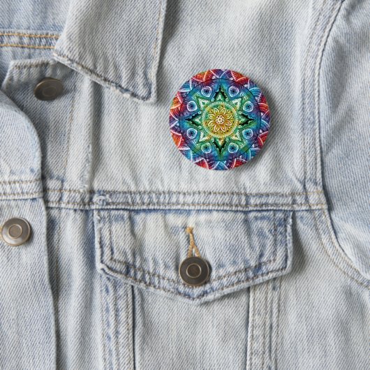 Trippy Mandala Ronde Button 5,7 Cm (In situ)