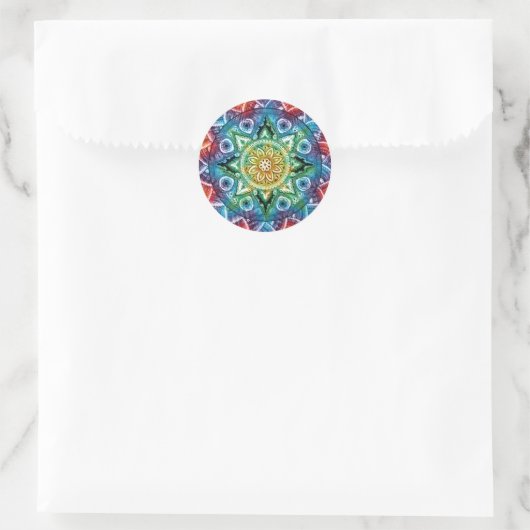 Trippy Mandala Ronde Sticker (Tas)