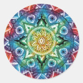 Trippy Mandala Ronde Sticker (Voorkant)