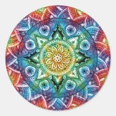 Trippy Mandala Ronde Sticker (Voorkant)