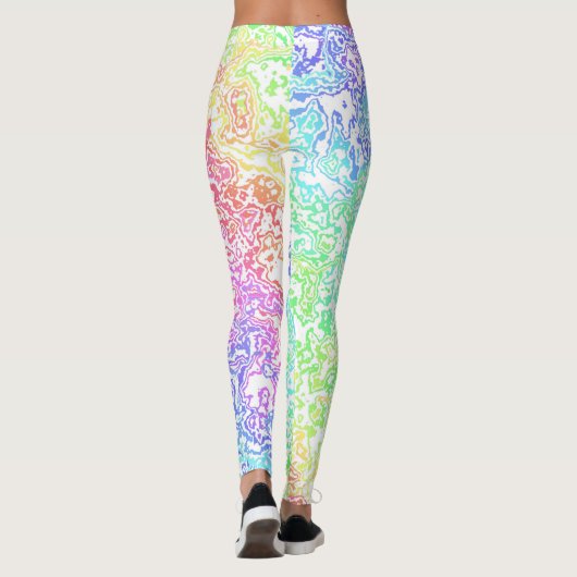 Trippy Maximalist Groovy Boho Bold Rainbow Marble Leggings (Achterkant)