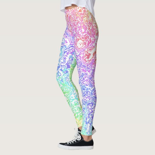 Trippy Maximalist Groovy Boho Bold Rainbow Marble Leggings (Links)