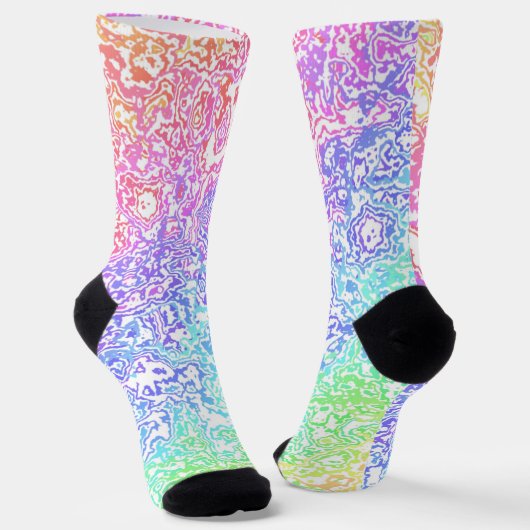 Trippy Maximalist Groovy Boho Bold Rainbow Marble Sokken (Gebogen)