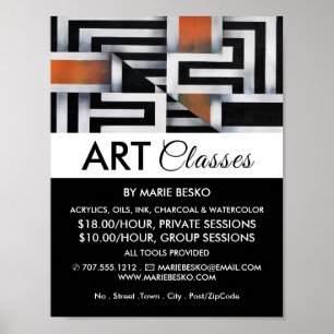 Trippy Maze Pattern, Art Class Adverteren Poster