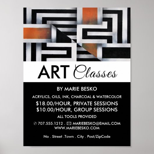 Trippy Maze Pattern, Art Class Adverteren Poster (Voorkant)