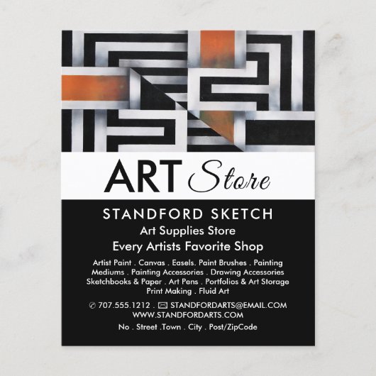 Trippy Maze Pattern, Art Supplies Store Flyer (Voorkant)