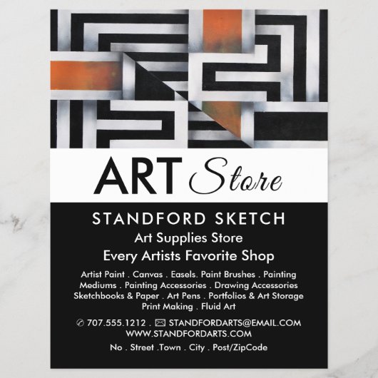 Trippy Maze Pattern, Art Supplies Store Flyer (Voorkant)