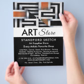 Trippy Maze Pattern, Art Supplies Store Flyer (Hand)