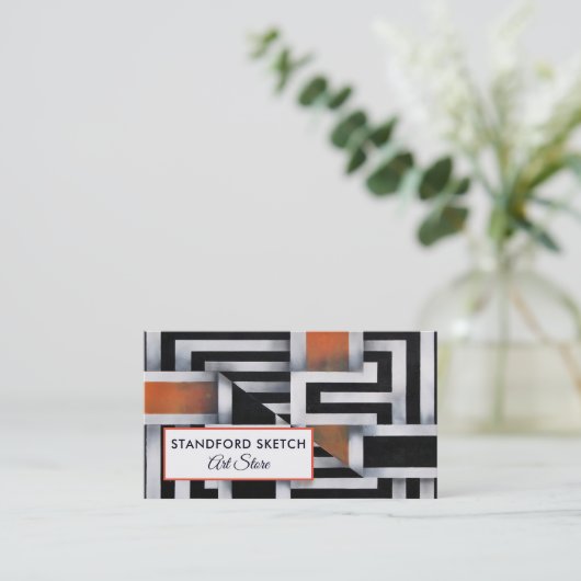Trippy Maze Pattern, Art Supplies Store Visitekaartje (Staand voorkant)