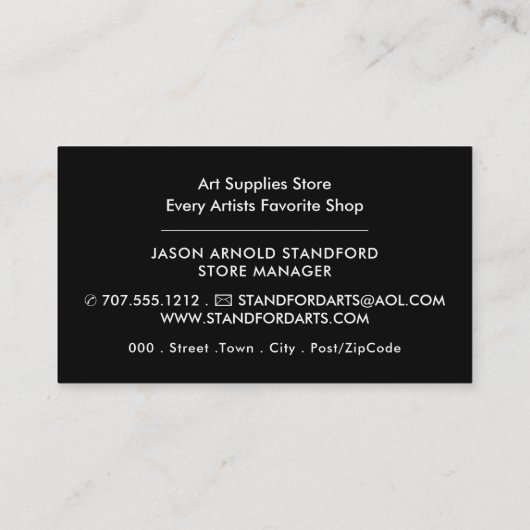 Trippy Maze Pattern, Art Supplies Store Visitekaartje (Achterkant)