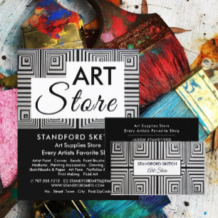 Trippy Maze Squares, Art Supplies Store Visitekaartje