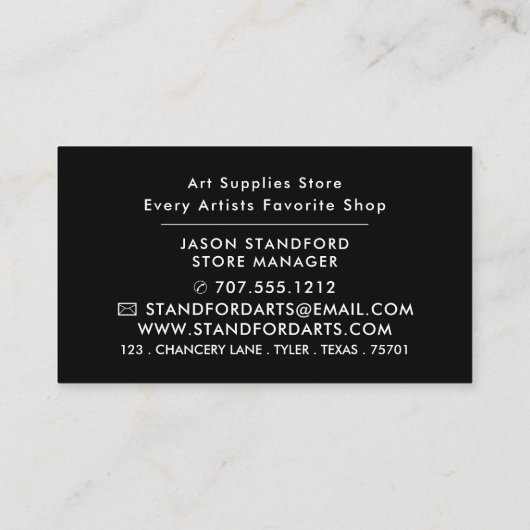 Trippy Maze Squares, Art Supplies Store Visitekaartje (Achterkant)