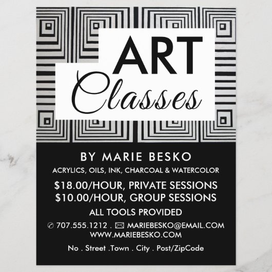 Trippy Maze Squares, Art Teacher, Art Classes Flyer (Voorkant)