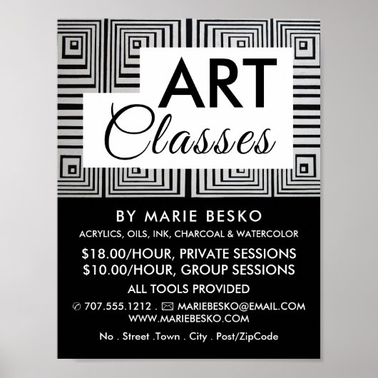 Trippy Maze Squares, Art Teacher, Art Classes Poster (Voorkant)