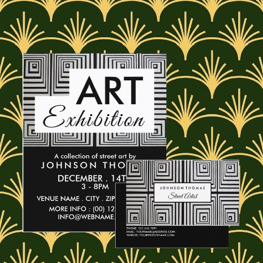 Trippy Maze Squares, Kunstenaar Tentoonstelling Ad Flyer