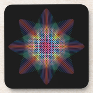 Trippy Multicolored Star op zwart oppervlak Onderzetter