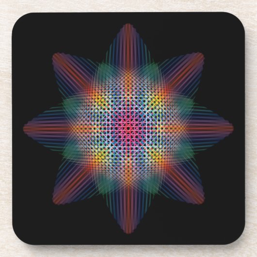 Trippy Multicolored Star op zwart oppervlak Onderzetter (Voorkant)