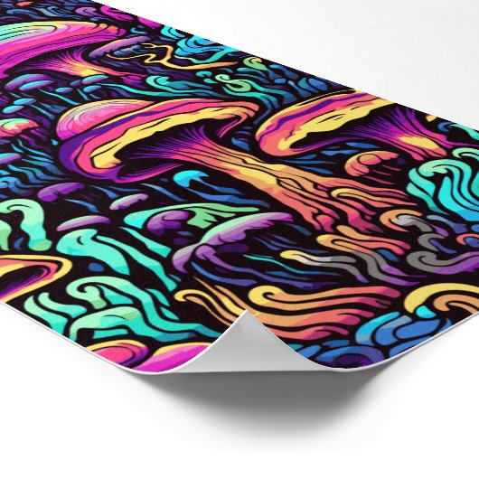 Trippy Mushroom Art Schilderij Poster (Hoek)