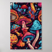 Trippy Mushroom Art Schilderij Poster (Voorkant)