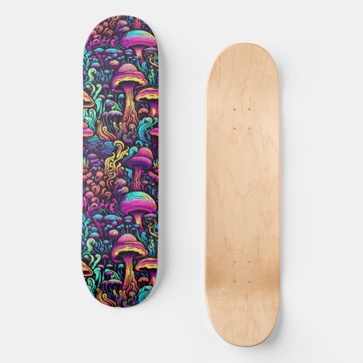 Trippy Mushroom Art Schilderij Skateboard (Voorkant)
