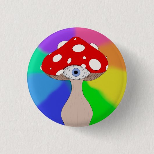 Trippy Mushroom Canvas tas Ronde Button 3,2 Cm (Voorkant)
