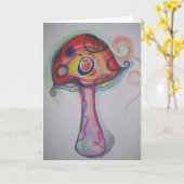 Trippy Mushroom Kaart - Hippie Blank Notecard (Gele Bloem)