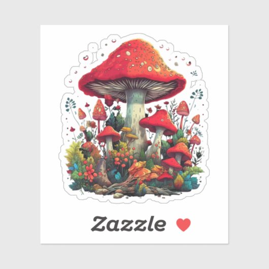 Trippy Mushroom Sticker, Psychedelic Delight Sticker (Vel)