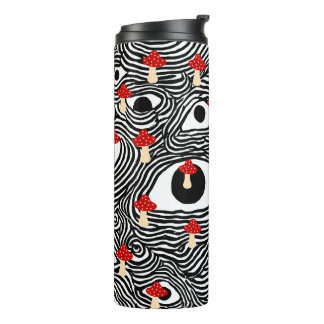 Trippy Mushroom Travel Mug - Funky Eye Design Cup Thermosbeker