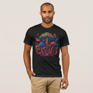 Trippy Neon Psychedelische Paddenstoel T-Shirt