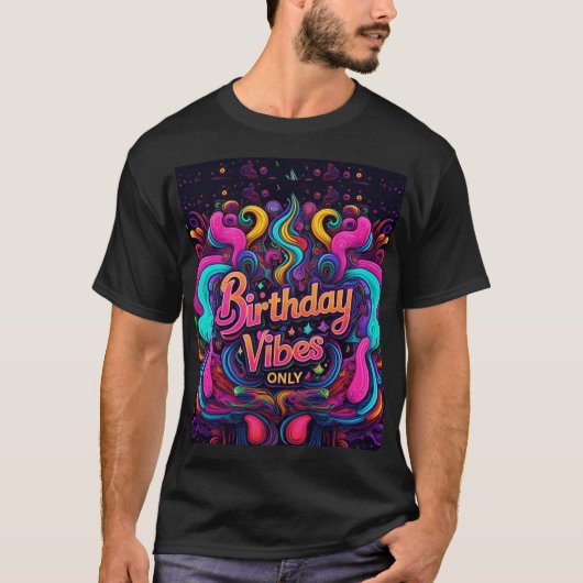 Trippy Neon Swirl Verjaardag Vibes Mannen Tshirt (Voorkant)