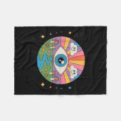 Trippy Old White Hipe Retro Psychedelic Art Fleece Deken (Voorkant (Horizontaal))