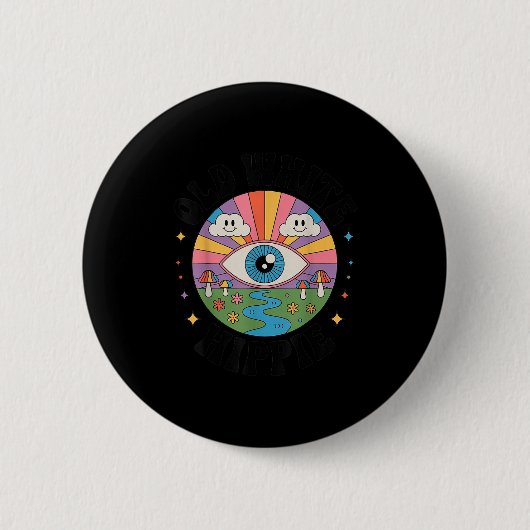 Trippy Old White Hipe Retro Psychedelic Art  Ronde Button 5,7 Cm (Voorkant)