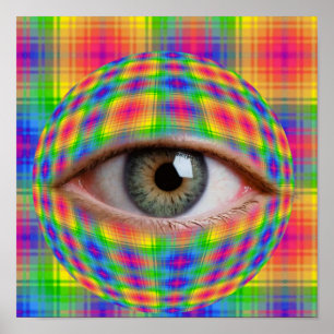 Trippy Oogbal Kunst Surrealistische Regenboog Pl Poster
