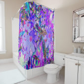 Trippy Paars en Magenta kleurrijke wilde bloemen Douchegordijn (In situ)