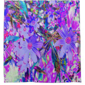 Trippy Paars en Magenta kleurrijke wilde bloemen Douchegordijn (Voorkant)