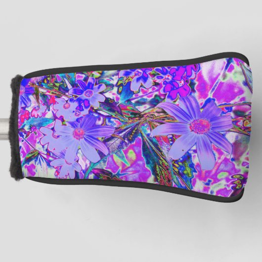 Trippy Paars en Magenta kleurrijke wilde bloemen Golfheadcover (Voorkant)
