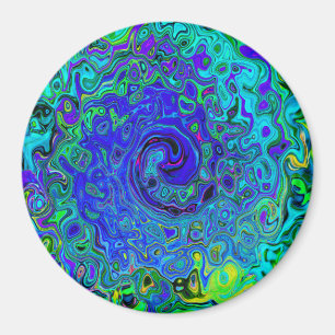 Trippy Paarsblauwe Abstracte Retro Vloeibare Draai Magneet