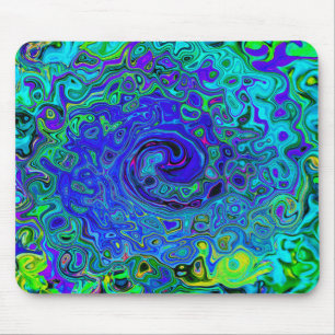 Trippy Paarsblauwe Abstracte Retro Vloeibare Draai Muismat
