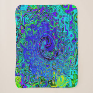 Trippy Paarsblauwe Abstracte Retro Vloeibare Draai Sherpa Deken