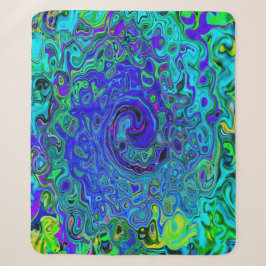 Trippy Paarsblauwe Abstracte Retro Vloeibare Draai Sherpa Deken