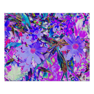 Trippy Paarse en Magenta Kleurrijke Wilde Bloemen Perfect Poster