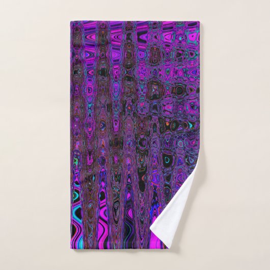 Trippy Paarse en zwarte Retro Atomic Waves Bad Handdoek (Handdoek)